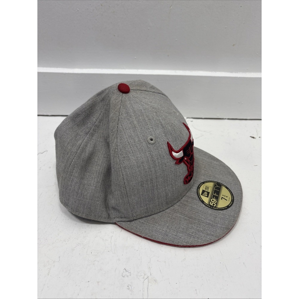New Era Hat Mens 7 3/4 Red Chicago Bulls 59FIFTY Fitted Hardwood Classics Gray - Picture 4 of 6